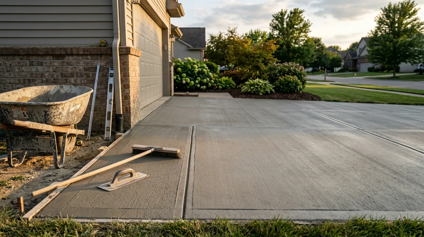 Finished concrete driveway at a residential property