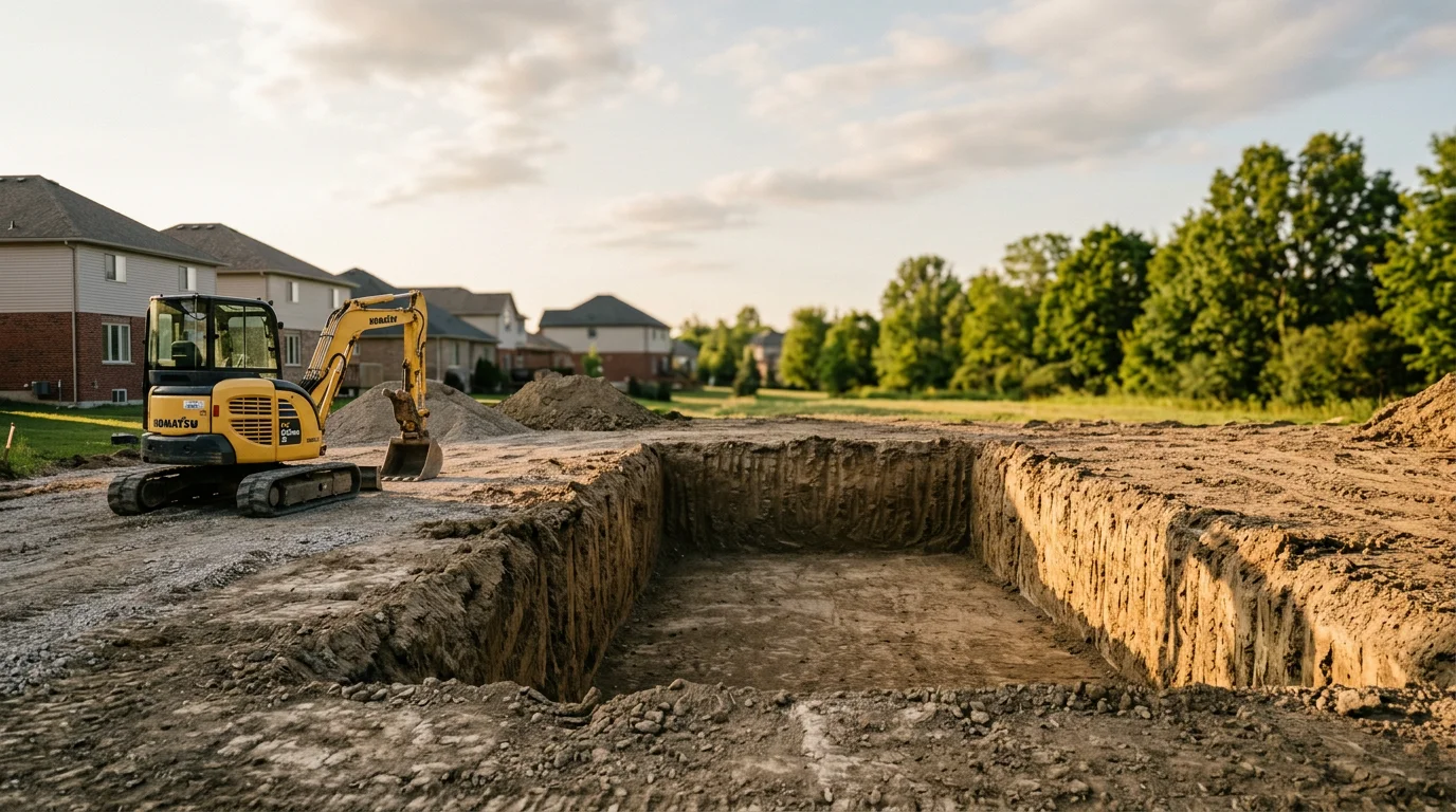 Excavation equipment working on a construction site